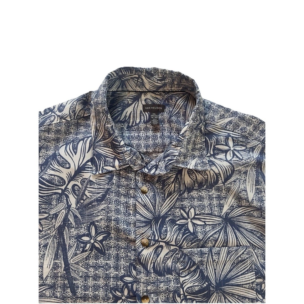 Hawaiian‎ Men's 2XL Button up Shirt Blue Floral summer Light (110)